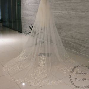 Cathedral floral applique wedding veil